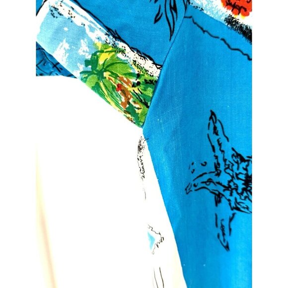 Vintage CLIO Hawaiian Blue Shirt Silk Medium - Picture 6 of 10